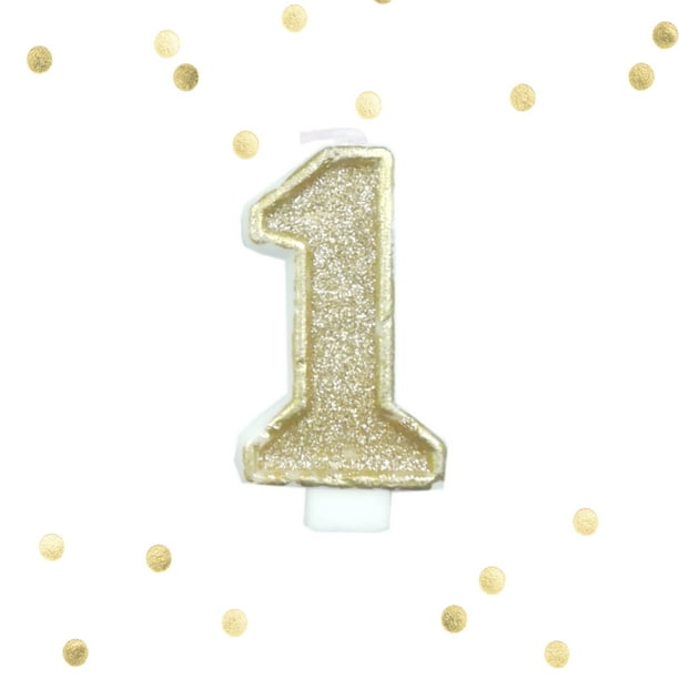 First Birthday Gold Candle Age 1 Gold Glitter Number 1  Birthday Cake Candle  One Year old  Cake Decorations  Party Decorations